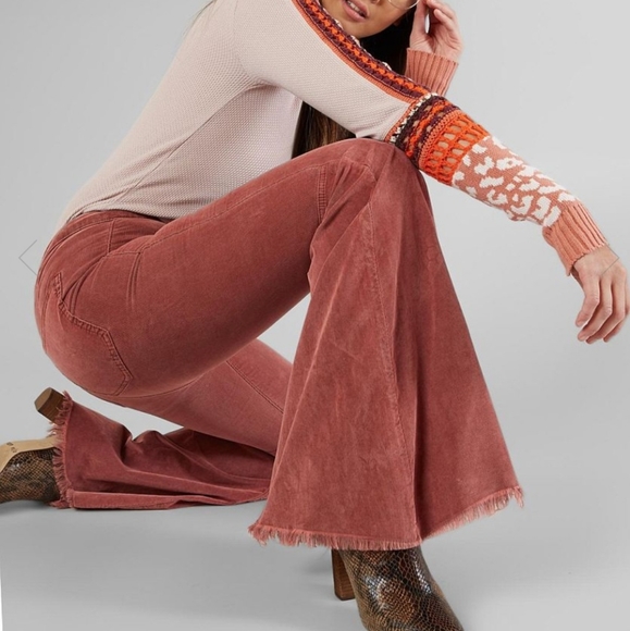 Free People Pants - Free People Float On Corduroy Flare Fray Pant 26